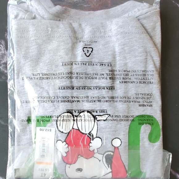 Toddler Boy Jumping Beans Peace Love Joy Snoopy T-Shirt Size 4T - Picture 3 of 3